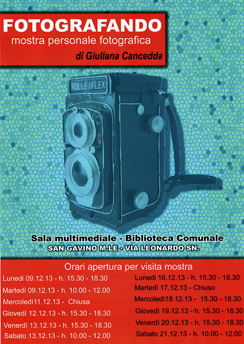 Locandina di "Fotografando" Giuliana Cancedda: Fotografando